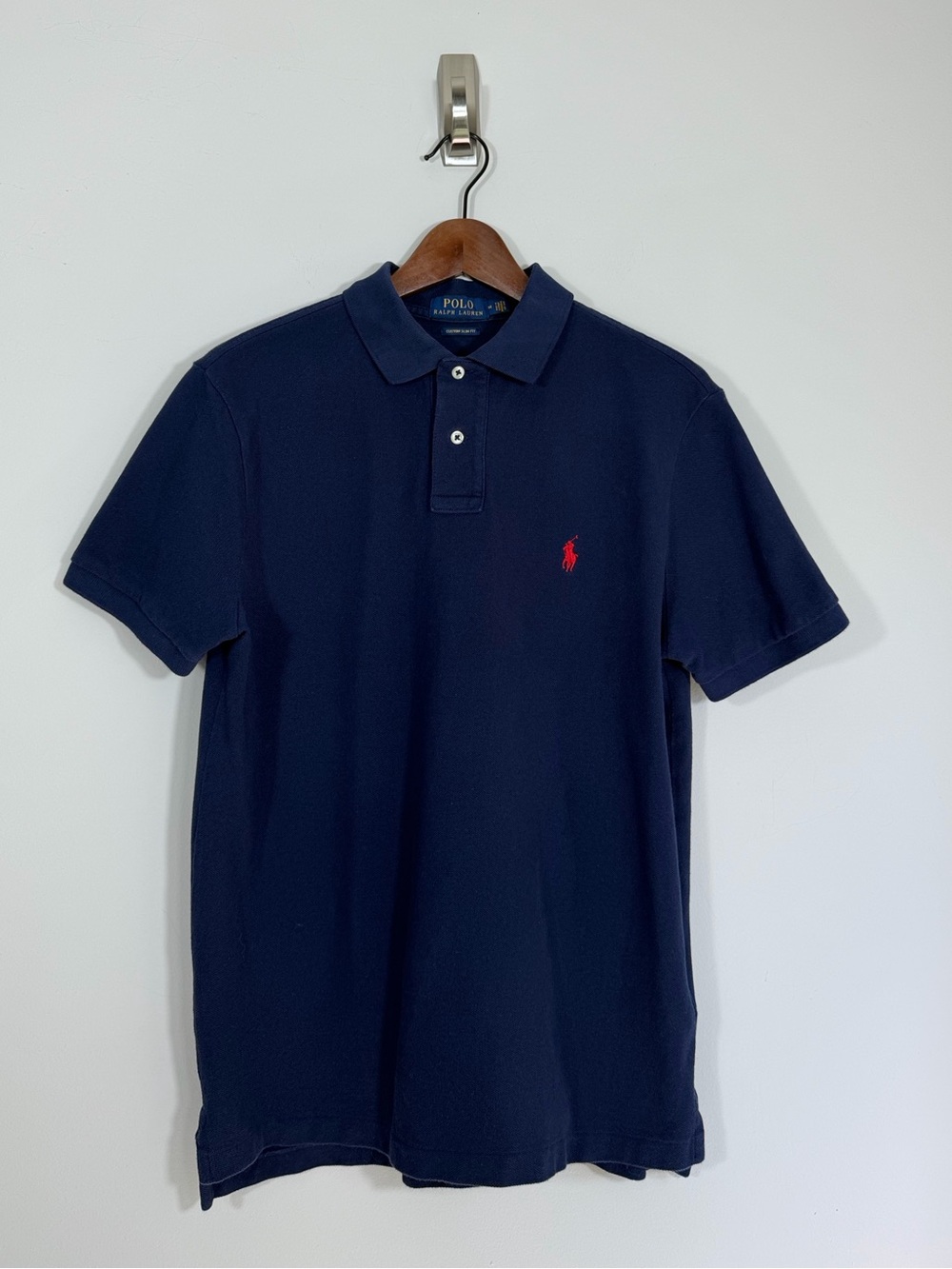 Polo Ralph Lauren Men’s Navy Custom Slim Fit Cotton Polo Red Pony M